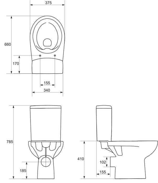 Унитаз Cersanit Nature New Clean Горизонтальный Выпуск Безободковый