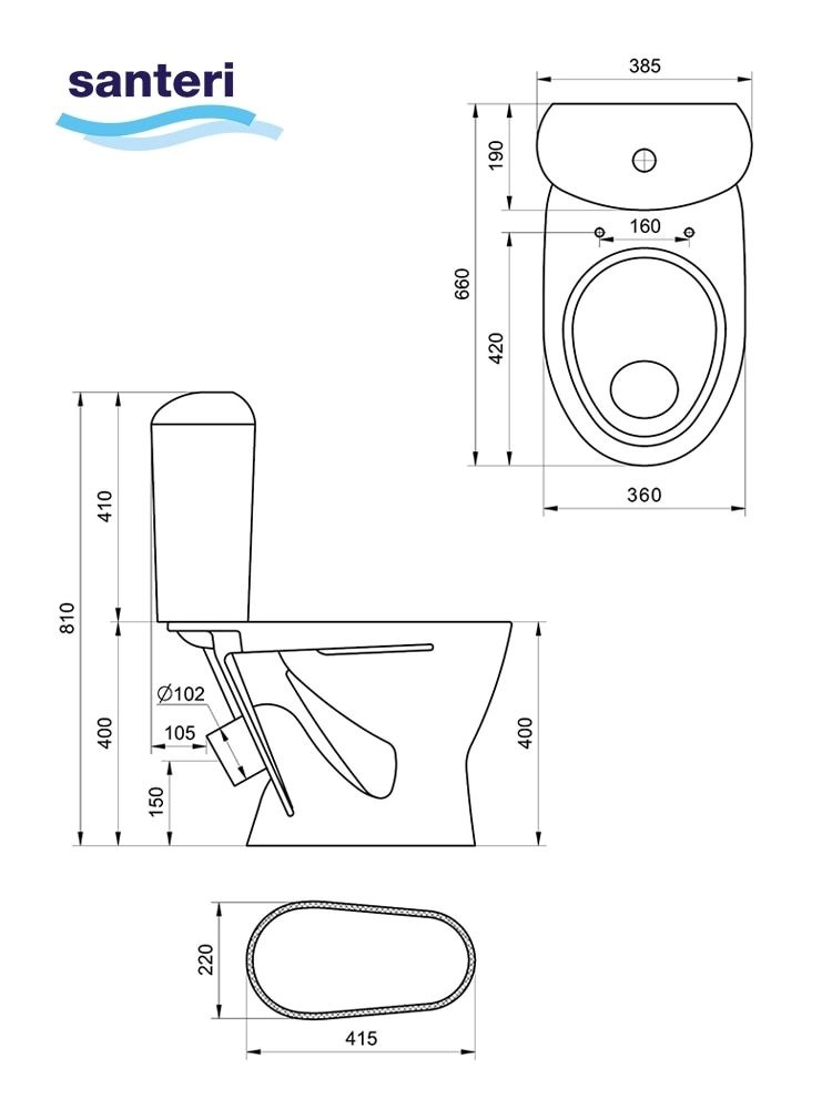 Унитаз-компакт Santeri Версия Белый Косой Выпуск