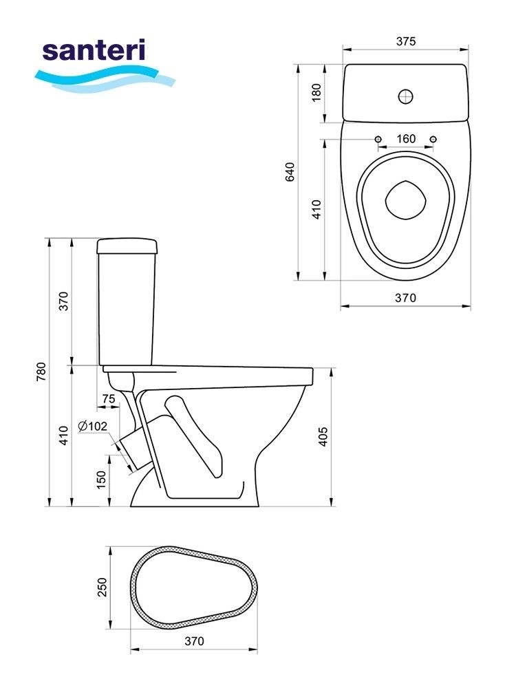 Унитаз-компакт Santeri Форвард Белый Выпуск Косой