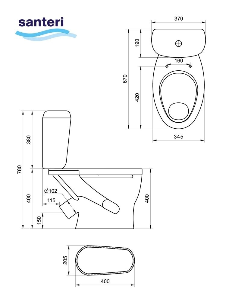 Унитаз-компакт Santeri Воротынский Белый Косой Выпуск