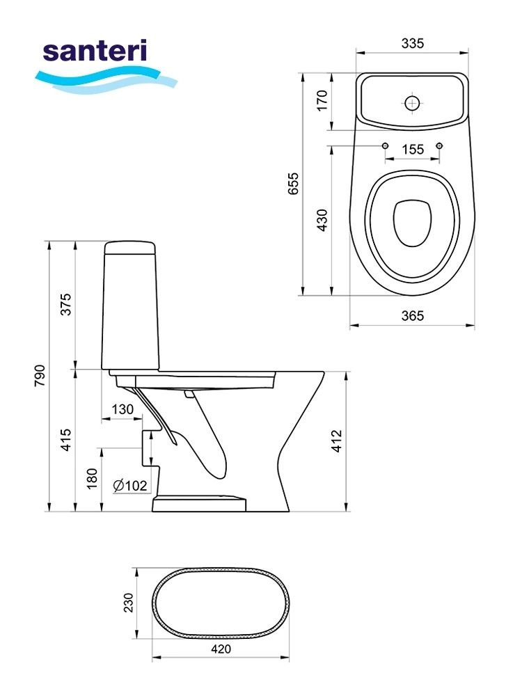 Унитаз-компакт Santeri Грация Белый Горизонтальный Выпуск