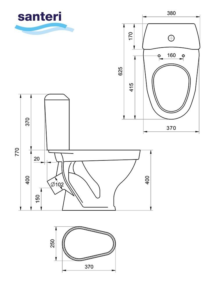 Унитаз-компакт Santeri Вест Белый Косой Выпуск