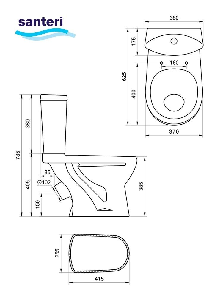 Унитаз-компакт Santeri Ультра Белый Выпуск Косой