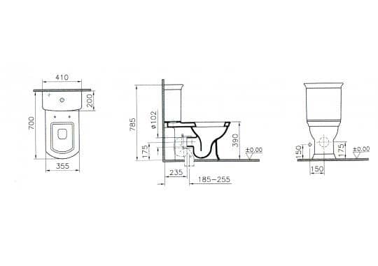 Унитаз Vitra Serenada Горизонтальный Выпуск