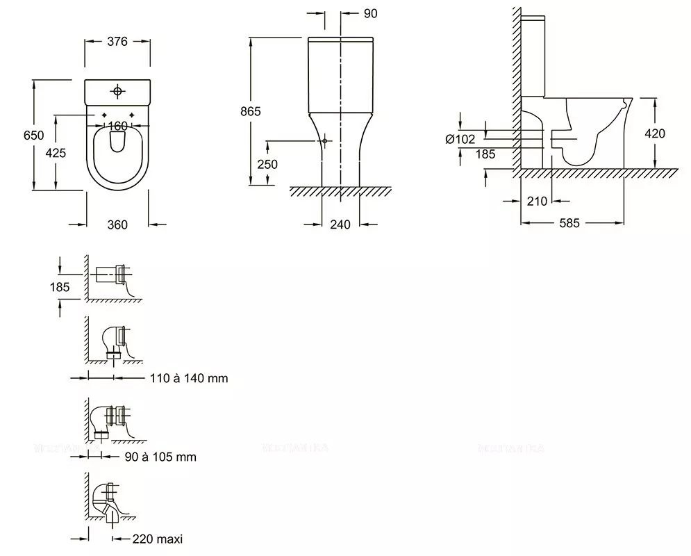 Унитаз Jacob Delafon Aleo безободковый Выпуск Горизонтальный