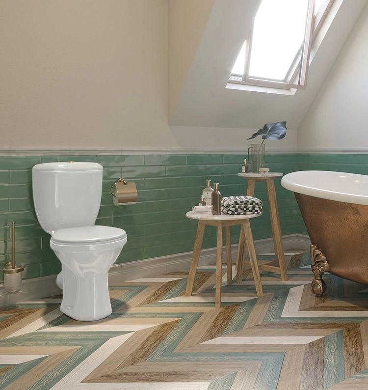 Унитаз-компакт Santeri Виктория Белый Тарельчатый Косой Выпуск