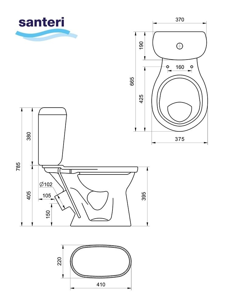Унитаз-компакт Santeri Виктория Белый Тарельчатый Косой Выпуск