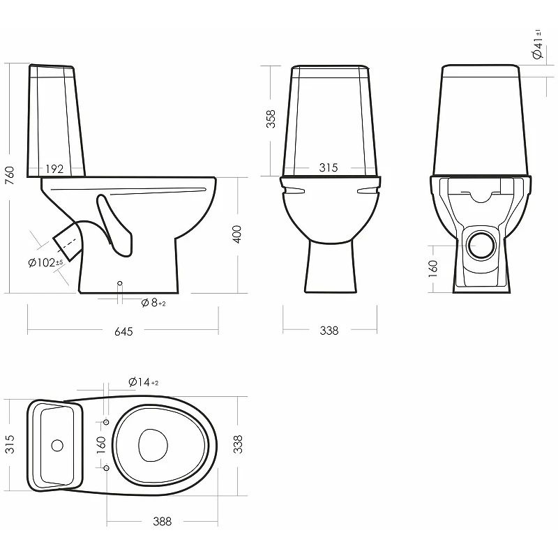 Унитаз напольный Sanita Марс Комфорт безободковый Выпуск Косой
