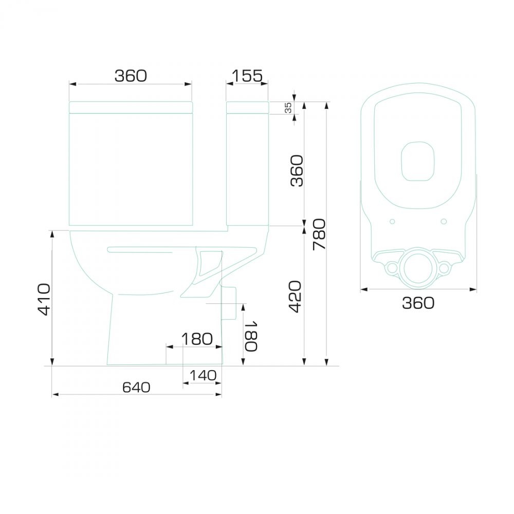 Унитаз-компакт Диана HOME De Luxe Горизонтальный Выпуск