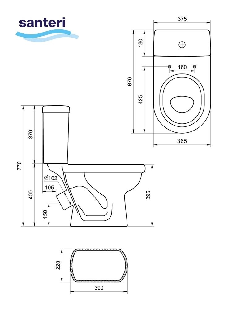 Унитаз-компакт Santeri Визит Белый Косой Выпуск