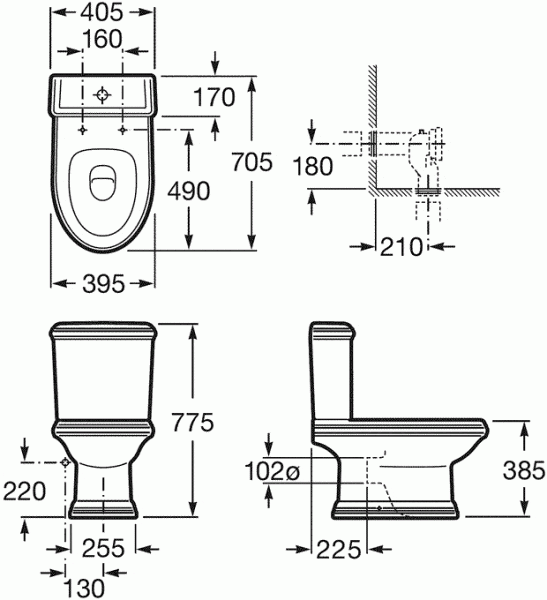 Унитаз Roca America Горизонтальный Выпуск