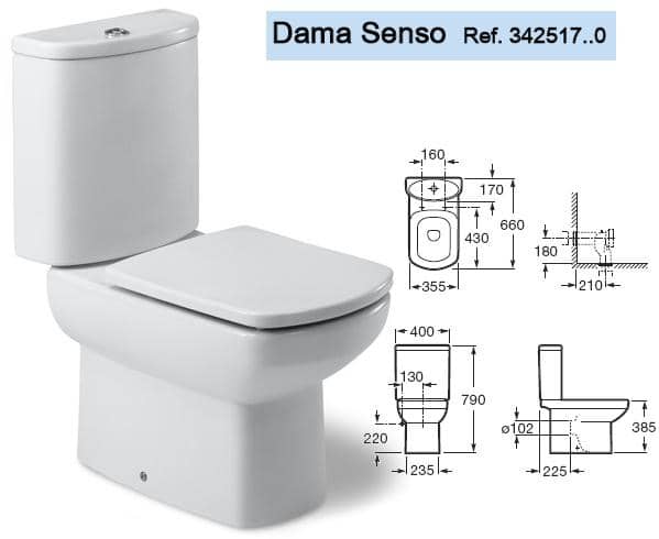 Унитаз Roca Dama Senso Горизонтальный Выпуск