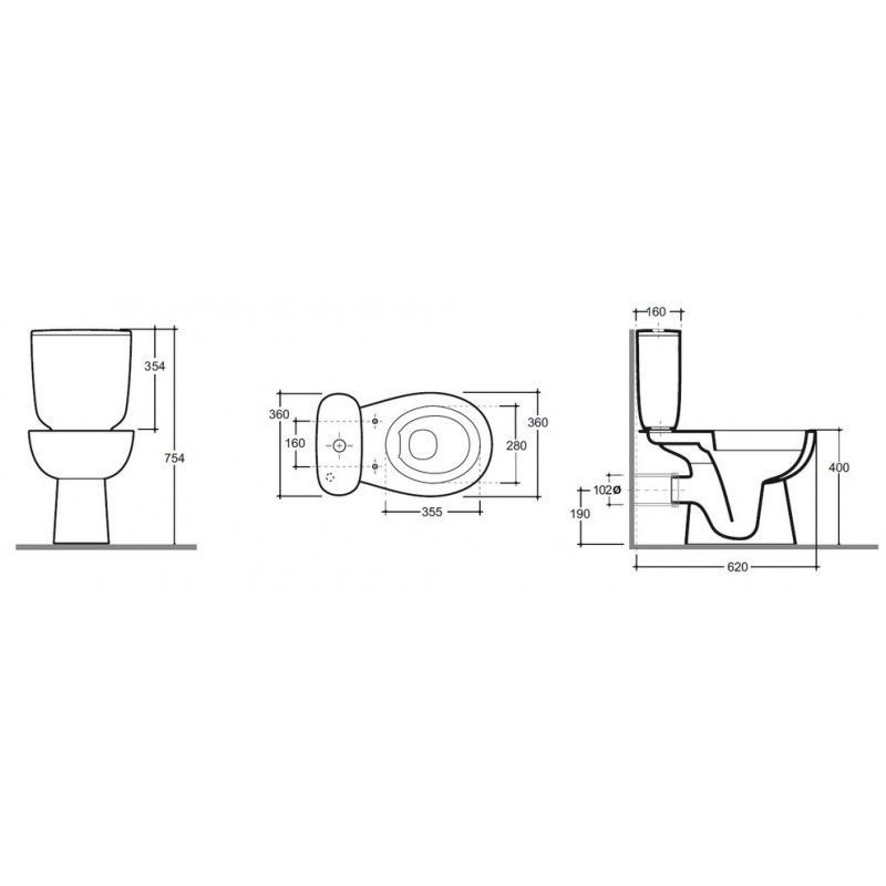 Унитаз Керамин Гольф Безободковый Горизонтальный Выпуск