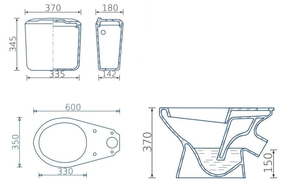 Унитаз-компакт Находка Выпуск Косой (боковой  подвод)