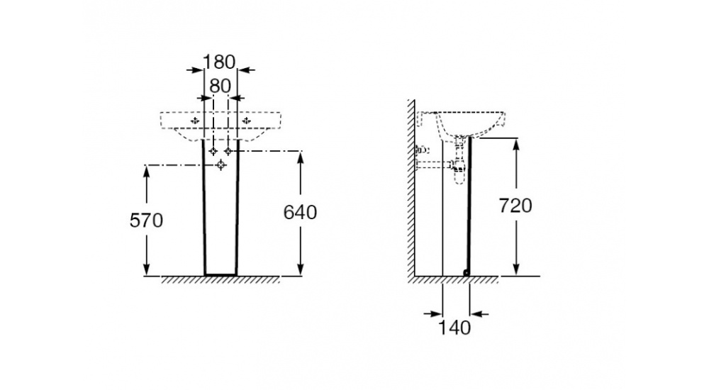 Раковина Roca Debba 60 С Пьедесталом