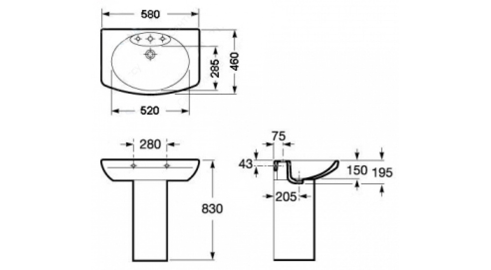 Раковина Roca Dama Senso 58 С Пьедесталом