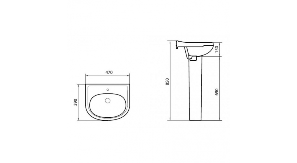 Раковина Sanita Комфорт 48 С Пьедесталом