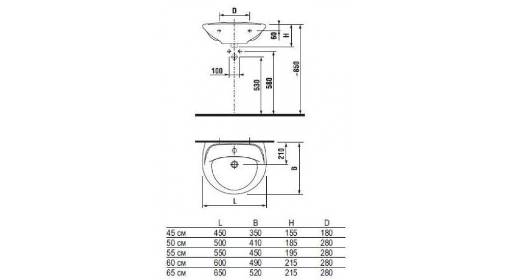 Раковина Jika Lyra 60 С Пьедесталом