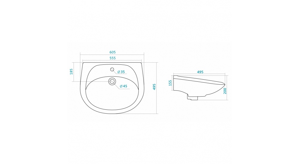 Раковина Сантек Бриз 60 С Пьедесталом