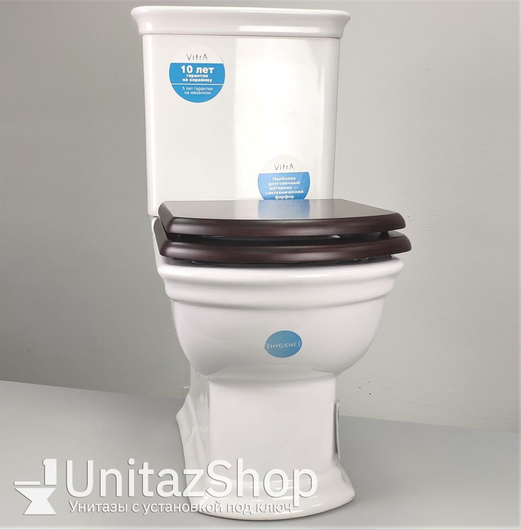 Унитаз Vitra Serenada Горизонтальный Выпуск деревянное сиденье
