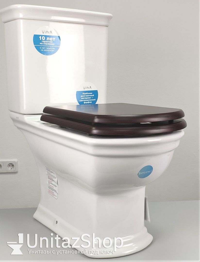 Унитаз Vitra Serenada Горизонтальный Выпуск деревянное сиденье
