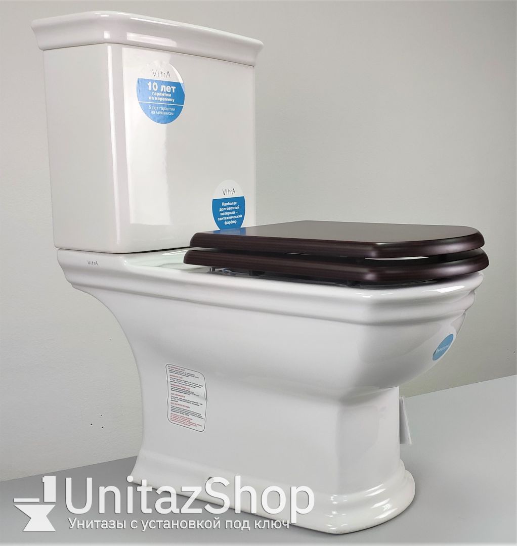 Унитаз Vitra Serenada Горизонтальный Выпуск деревянное сиденье